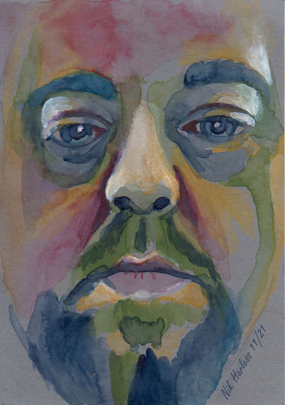 Self-portrait in watercolor