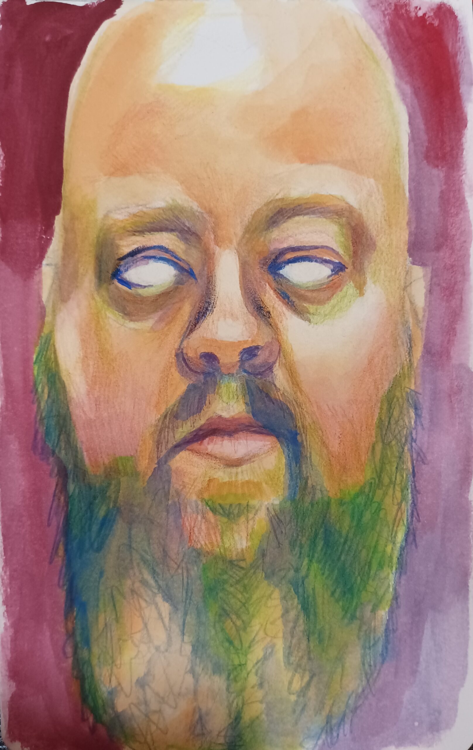 Self-portrait in Gouache